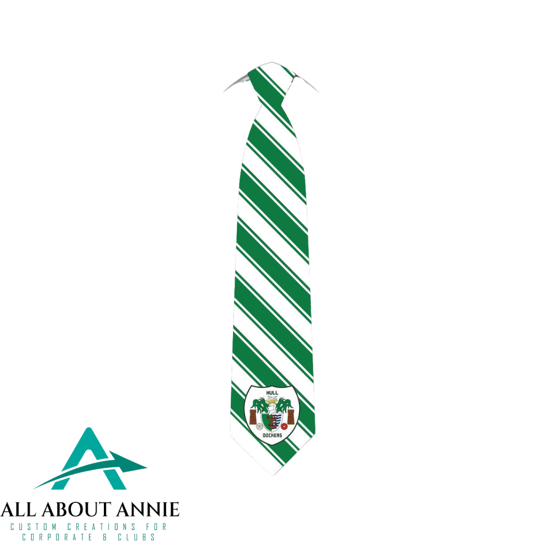 Branded Silk Ties - Green and White