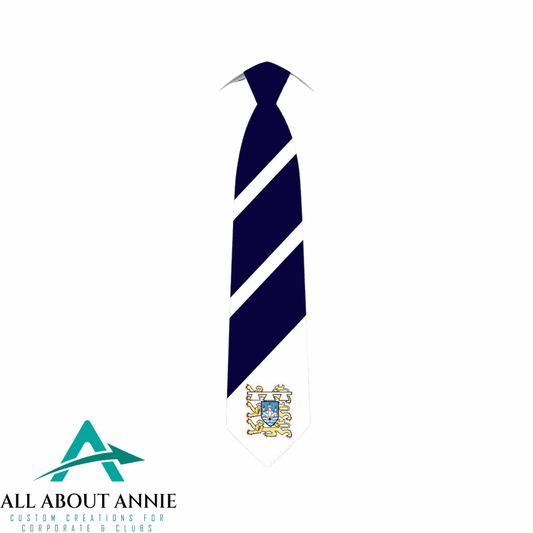 Branded Silk Ties - Navy and White