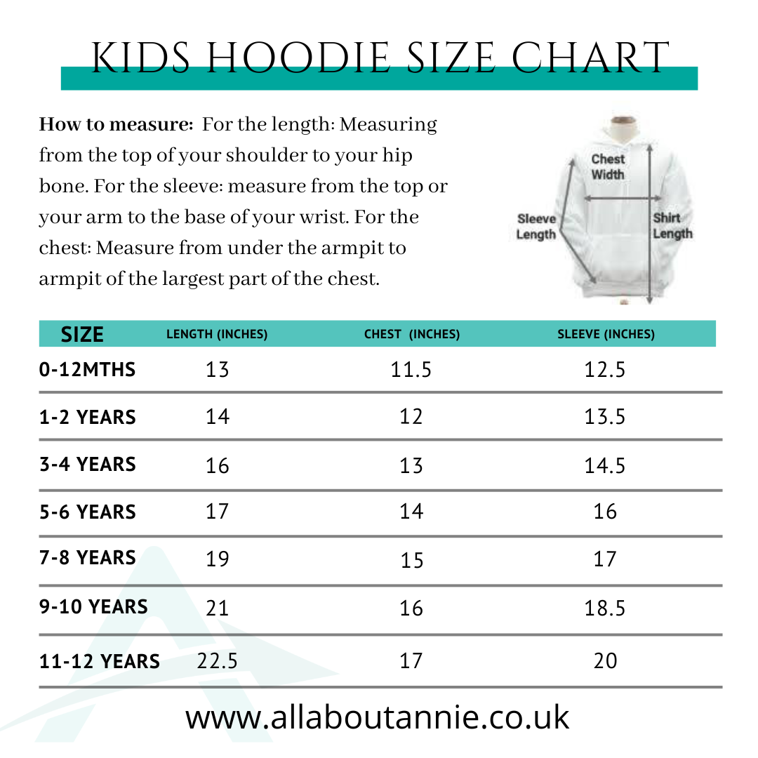 Kids Hoodies Size Guide