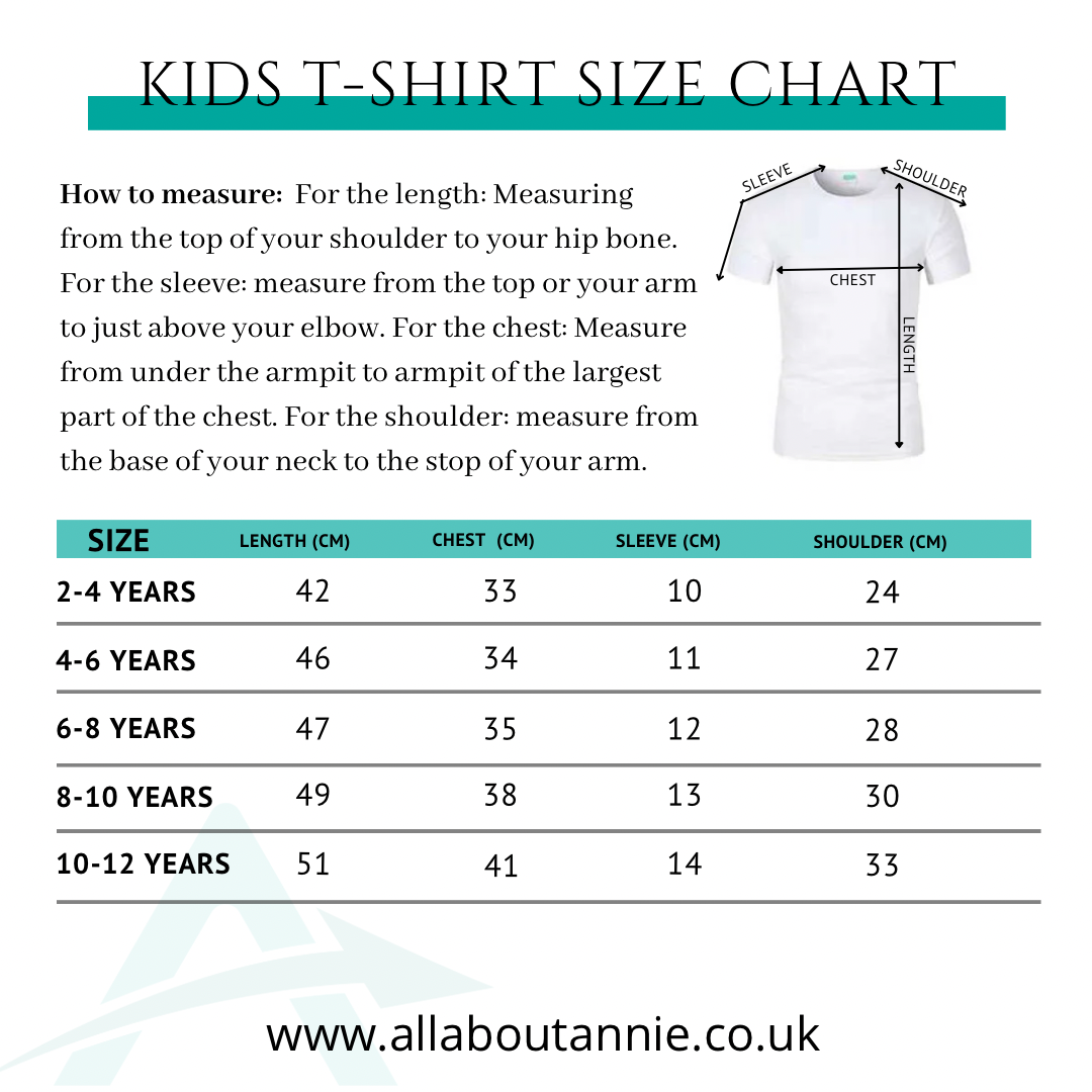Kids Sports T-Shirts Size Guide