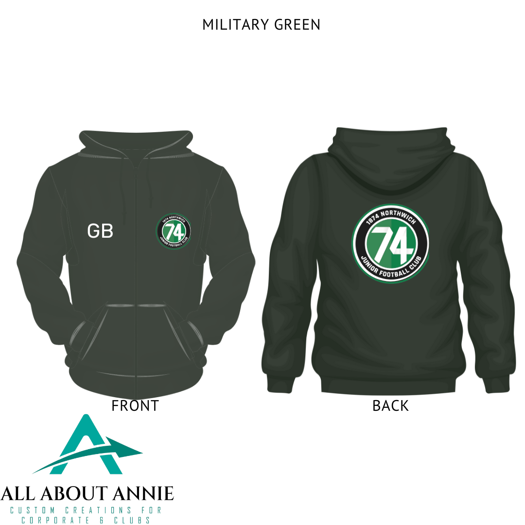 Kids Zip Hoodie - Military Green